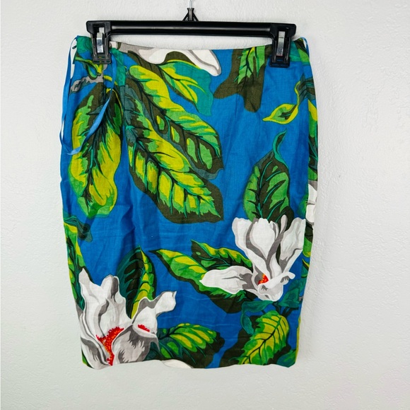 Ellen Tracy Lina Allard Linen Tropical Floral Blue Blazer Skirt Set - Picture 12 of 15